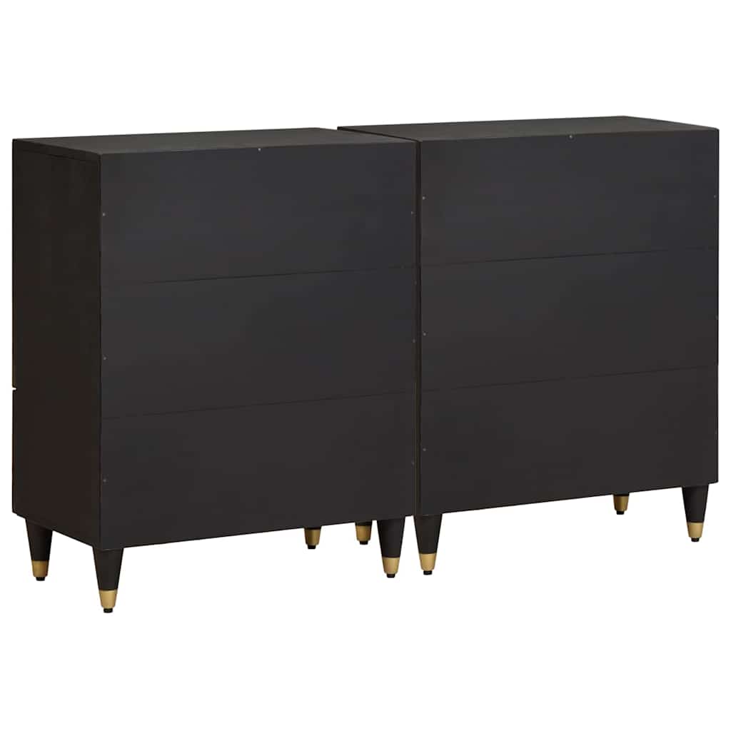 Credenza 2 pcs Nero 60 x 33 x 75 cm Legno di mango massello | homemem39