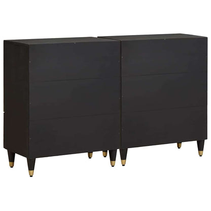 Credenza 2 pcs Nero 60 x 33 x 75 cm Legno di mango massello | homemem39