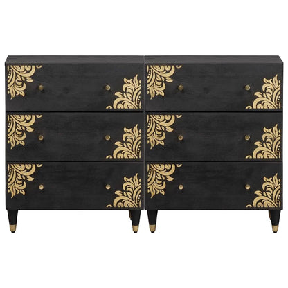 Credenza 2 pcs Nero 60 x 33 x 75 cm Legno di mango massello | homemem39
