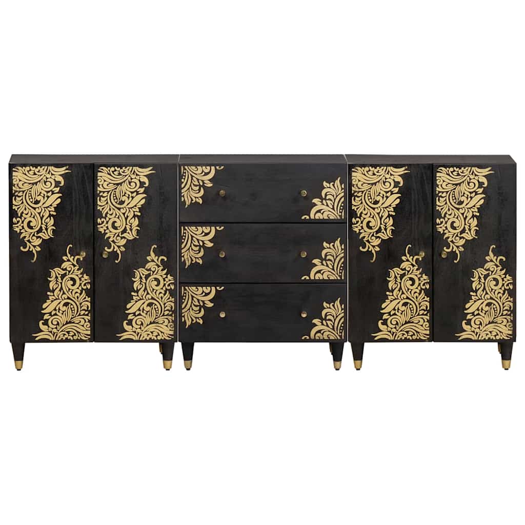 Set di Armadi da Bagno con cassetto 3 pcs Nero 180 x 33 x 75 cm | homemem39