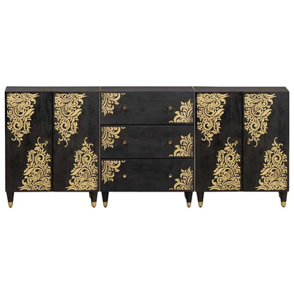 Set di Armadi da Bagno con cassetto 3 pcs Nero 180 x 33 x 75 cm | homemem39