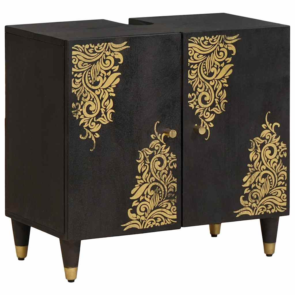 Set di Armadi da Bagno 4 pcs Nero Legno di mango massello | homemem39