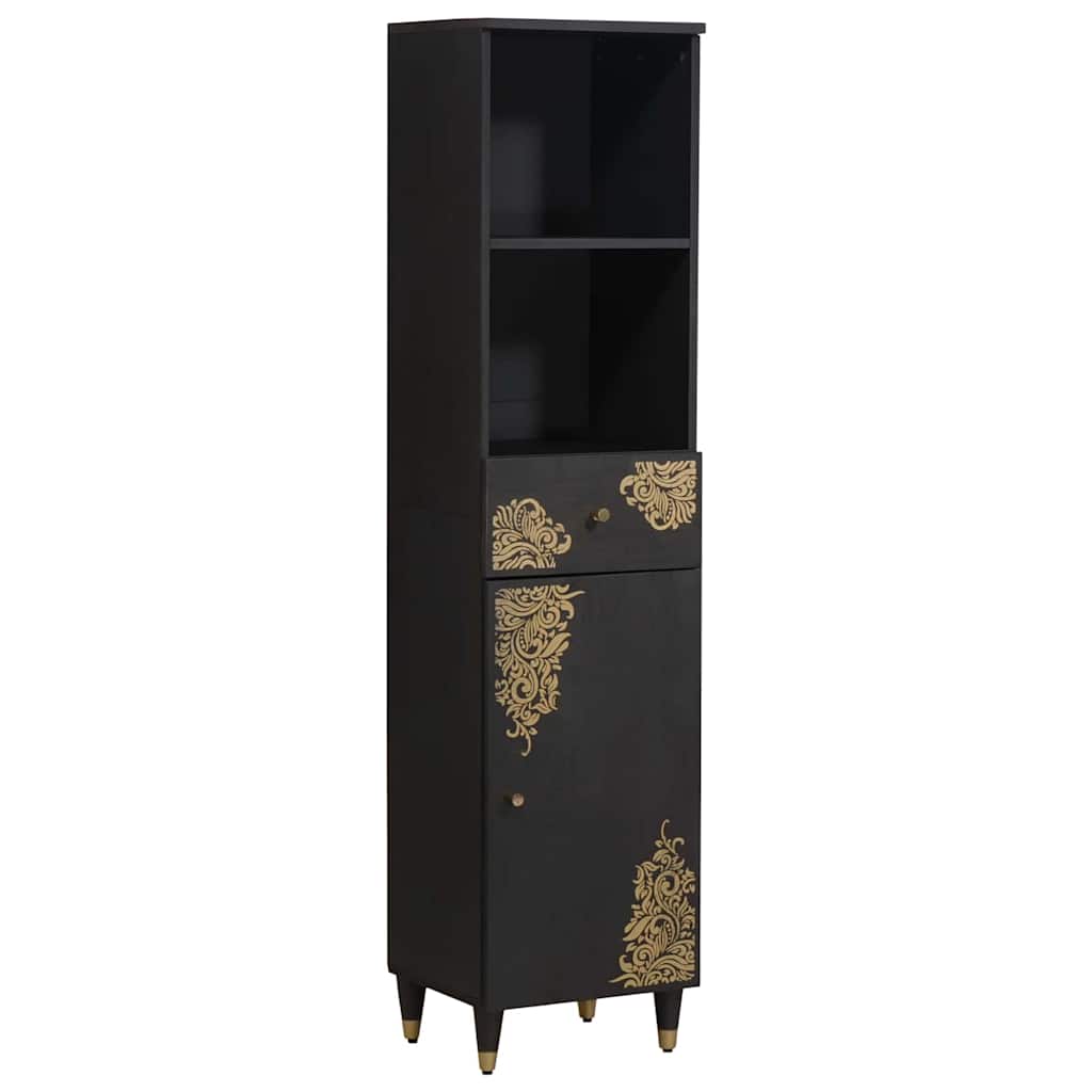 Set di Armadi da Bagno 5 pcs Nero Legno di mango massello | homemem39