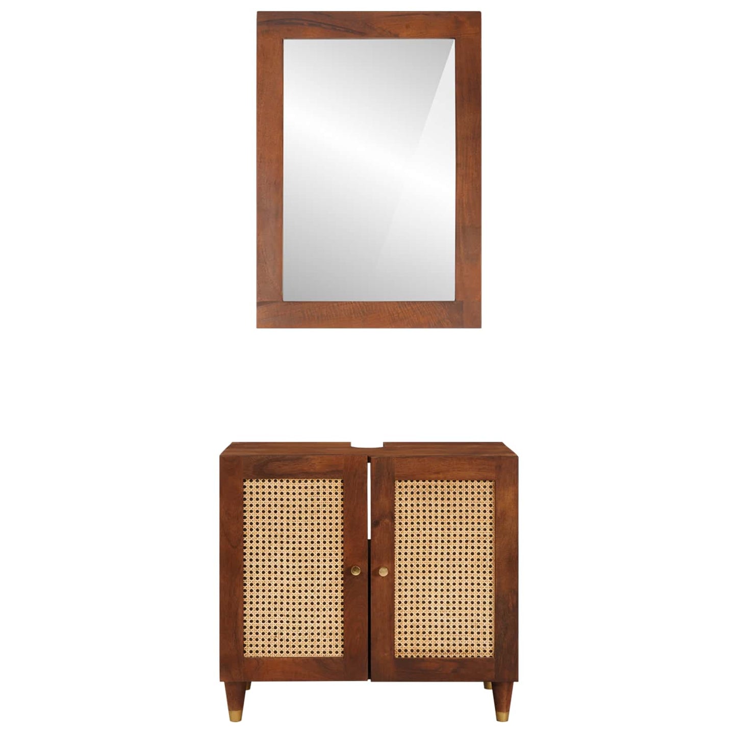 Mobile da Bagno 2 pcs Nero e Oro Legno di mango massello | homemem39