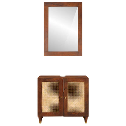 Mobile da Bagno 2 pcs Nero e Oro Legno di mango massello | homemem39