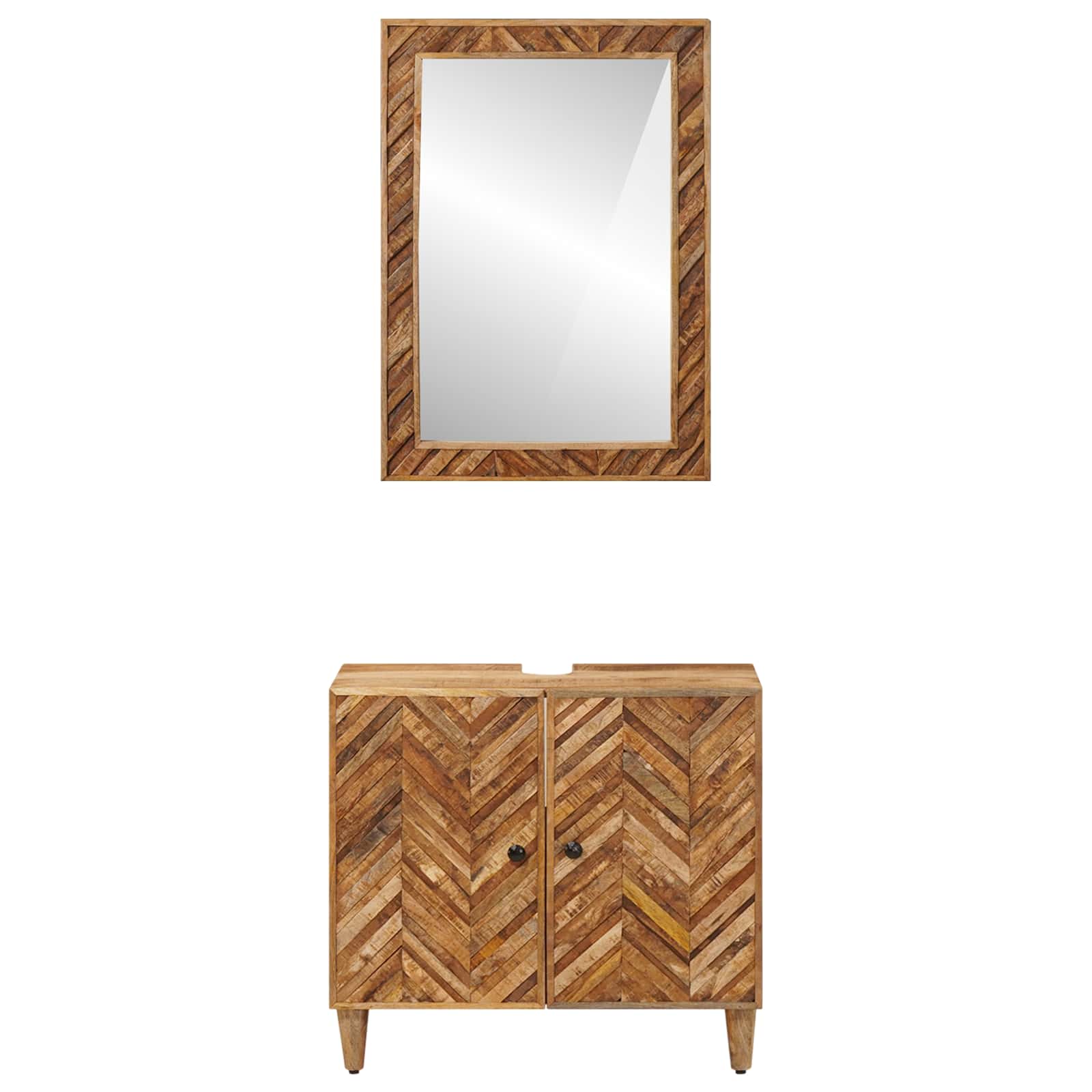 Set di Armadi da Bagno con porta 2 pcs Legno di mango massello | homemem39