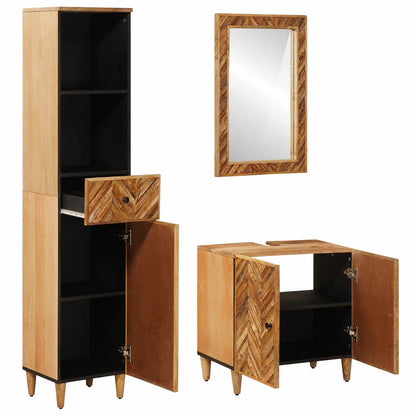 Set di Armadi da Bagno con porta 3 pcs Legno di mango massello | homemem39