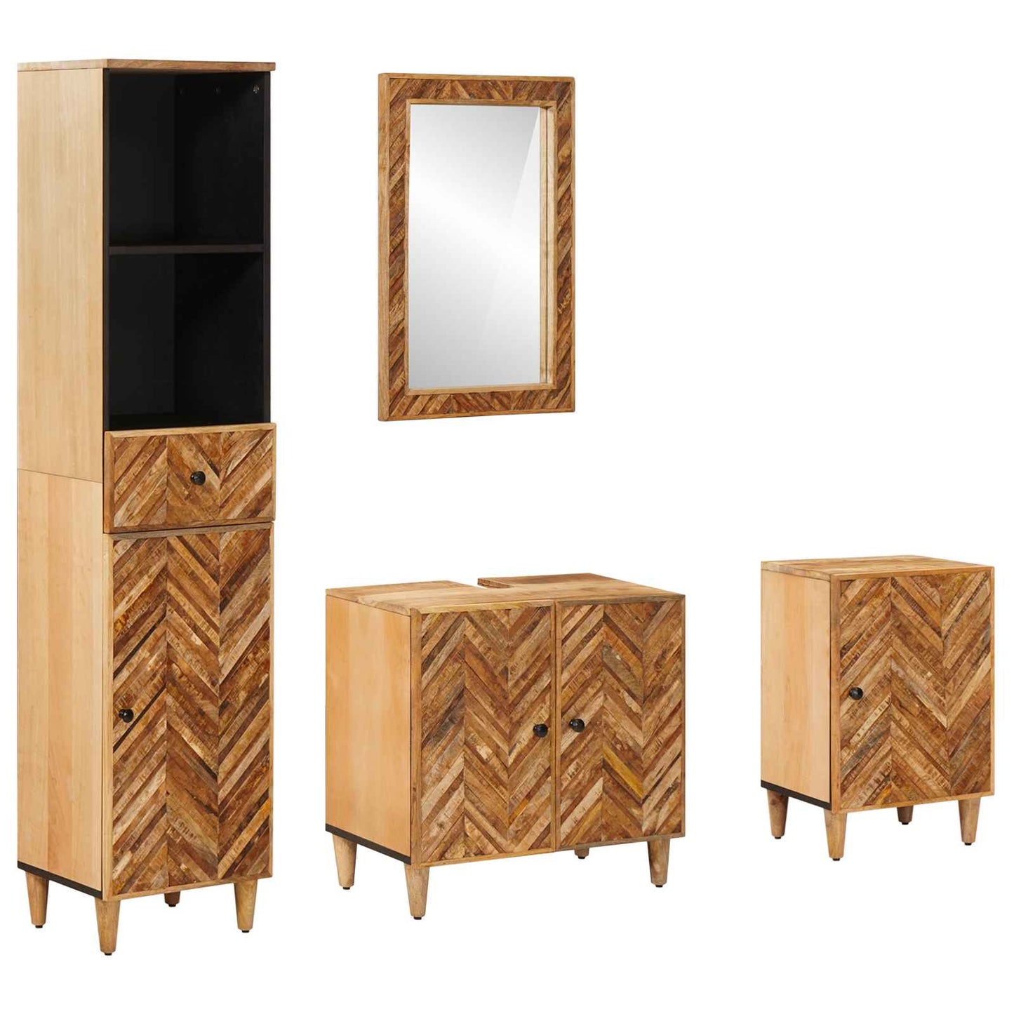Set di Armadi da Bagno con porta 4 pcs Legno di mango massello | homemem39