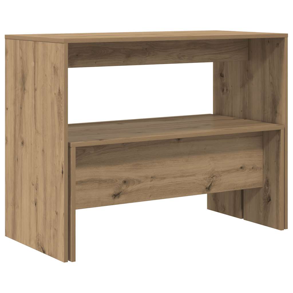 Set Tavolo da Pranzo e Panche 3pz Rovere Artigianale Truciolato