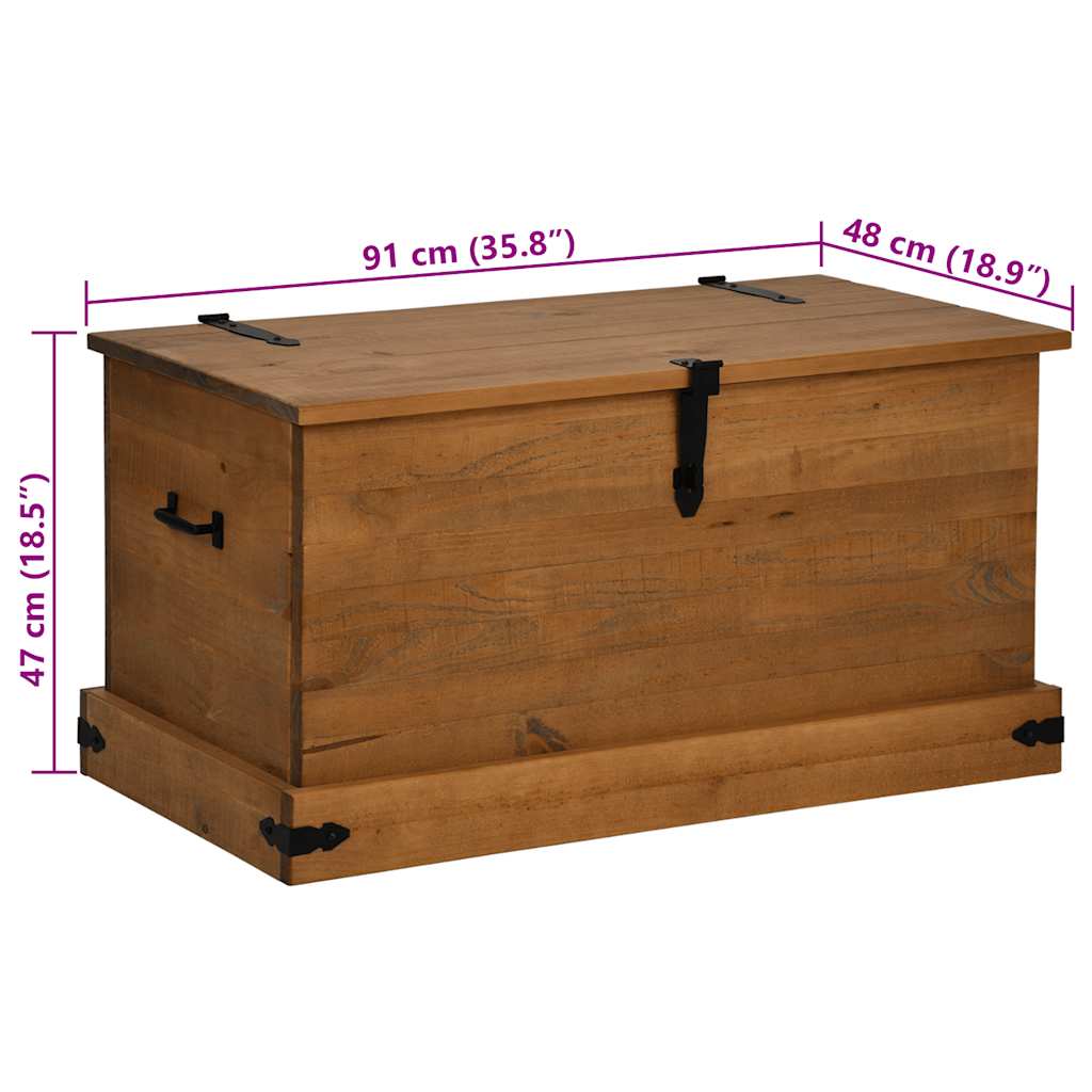 Cassapanca HALDEN 91x48x47 cm in Legno Massello di Pino - homemem39