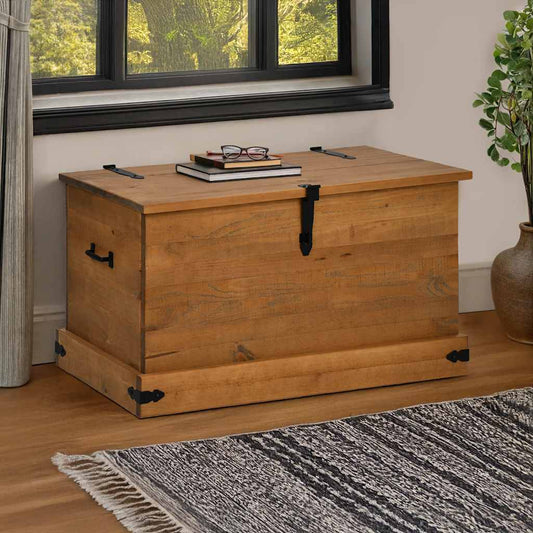 Cassapanca HALDEN 91x48x47 cm in Legno Massello di Pino - homemem39