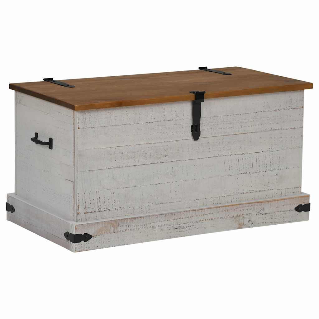 Cassapanca HALDEN Bianco 91x48x47 cm in Legno Massello di Pino