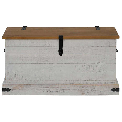 Cassapanca HALDEN Bianco 91x48x47 cm in Legno Massello di Pino