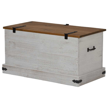 Cassapanca HALDEN Bianco 91x48x47 cm in Legno Massello di Pino