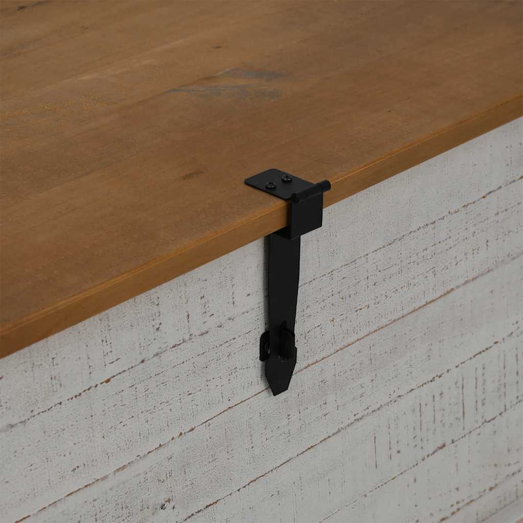 Cassapanca HALDEN Bianco 91x48x47 cm in Legno Massello di Pino