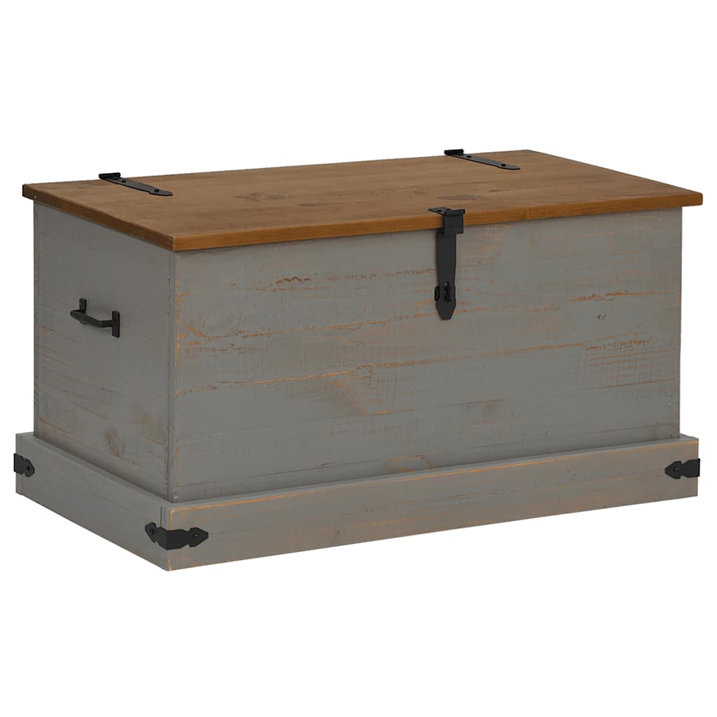 Cassapanca HALDEN Grigio 91x48x47 cm in Legno Massello di Pino - homemem39