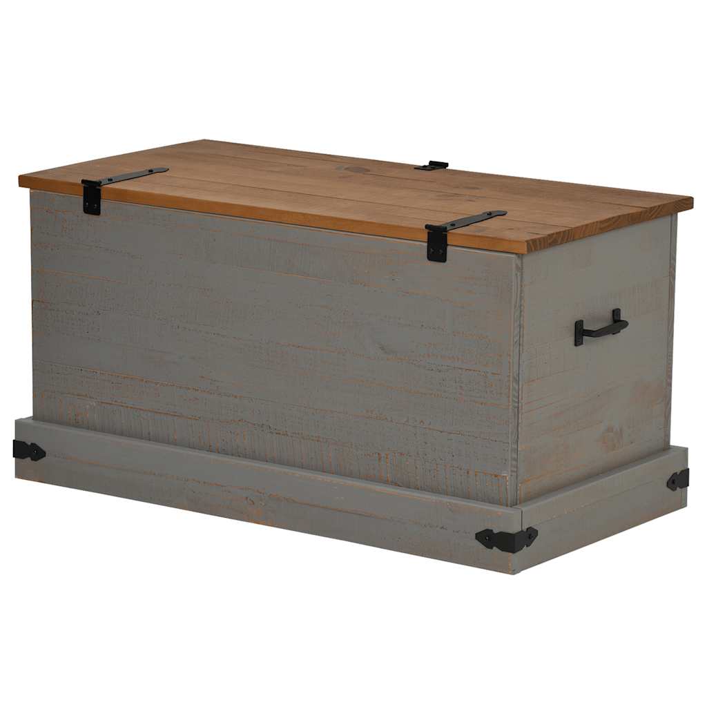 Cassapanca HALDEN Grigio 91x48x47 cm in Legno Massello di Pino - homemem39
