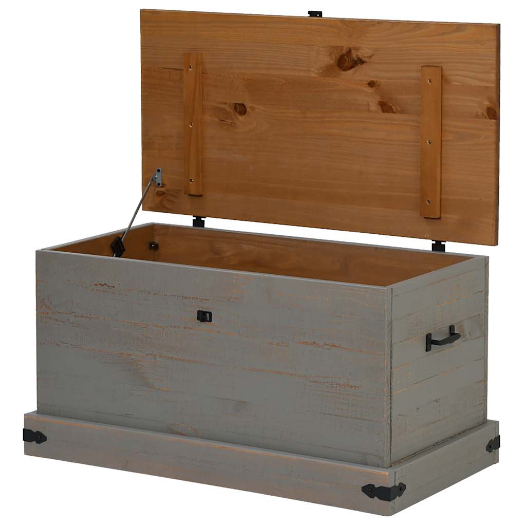 Cassapanca HALDEN Grigio 91x48x47 cm in Legno Massello di Pino - homemem39
