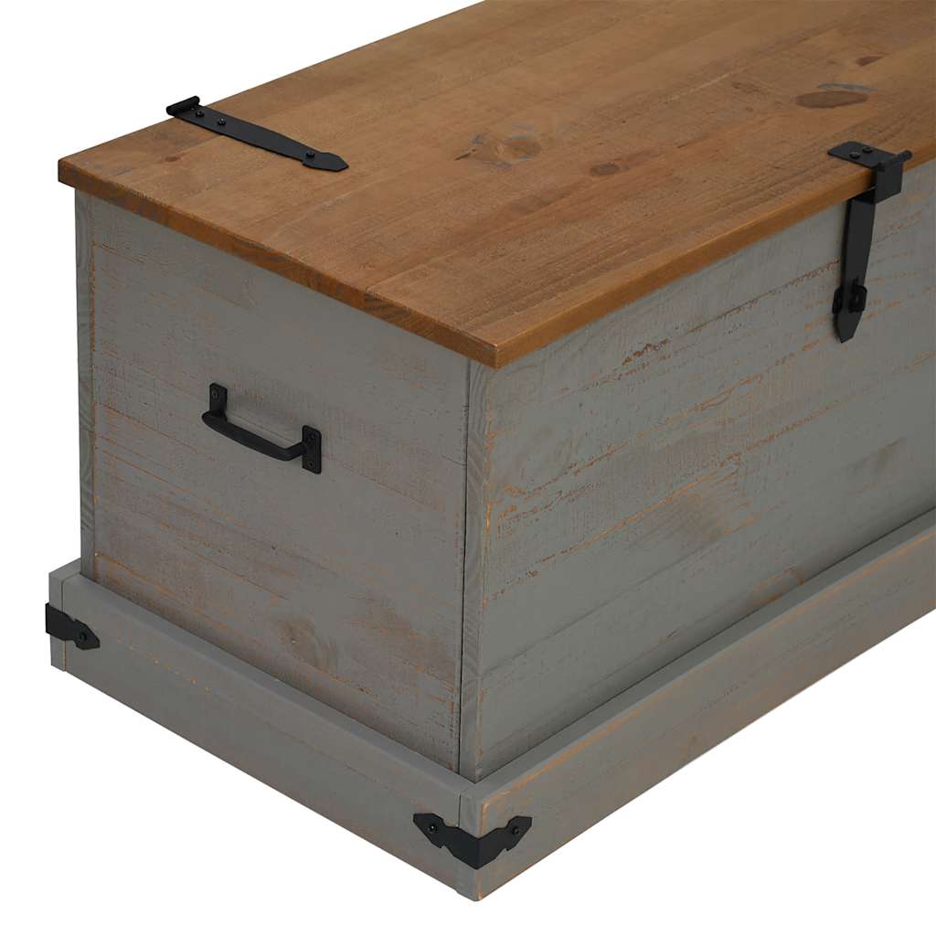 Cassapanca HALDEN Grigio 91x48x47 cm in Legno Massello di Pino - homemem39