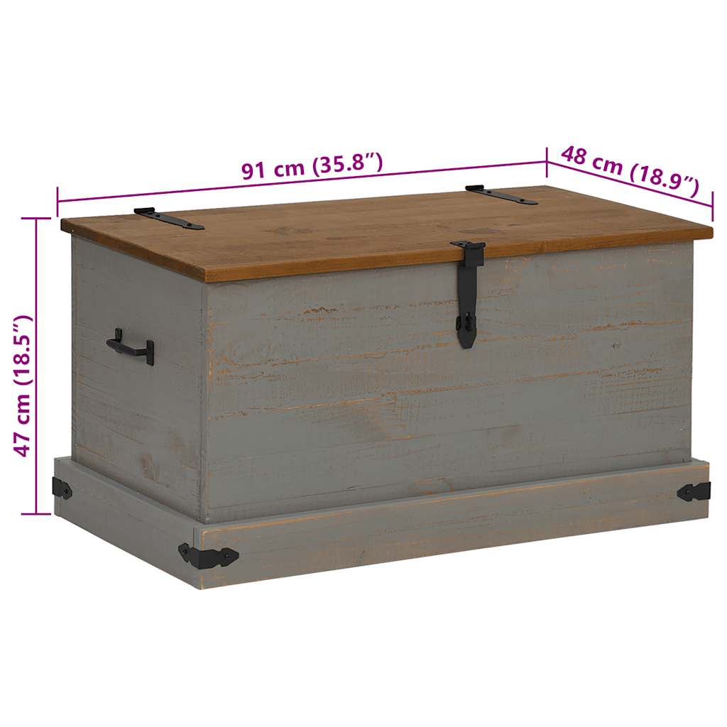 Cassapanca HALDEN Grigio 91x48x47 cm in Legno Massello di Pino - homemem39