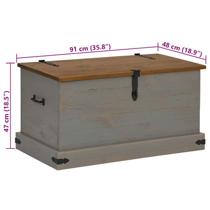 Cassapanca HALDEN Grigio 91x48x47 cm in Legno Massello di Pino - homemem39