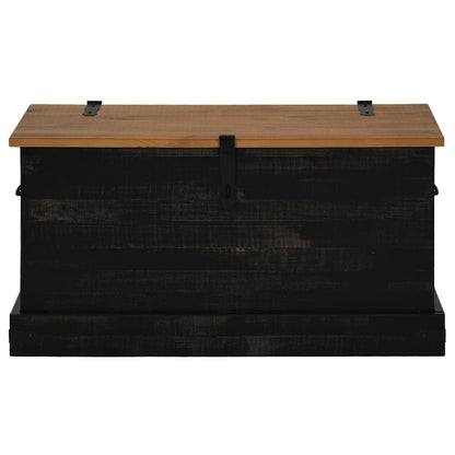 Cassapanca HALDEN Nero 91x48x47 cm in Legno Massello di Pino