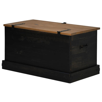 Cassapanca HALDEN Nero 91x48x47 cm in Legno Massello di Pino