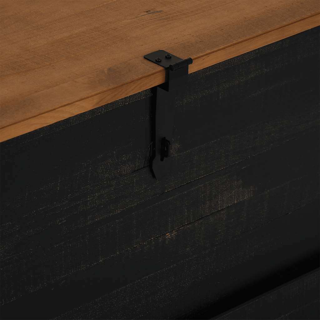 Cassapanca HALDEN Nero 91x48x47 cm in Legno Massello di Pino