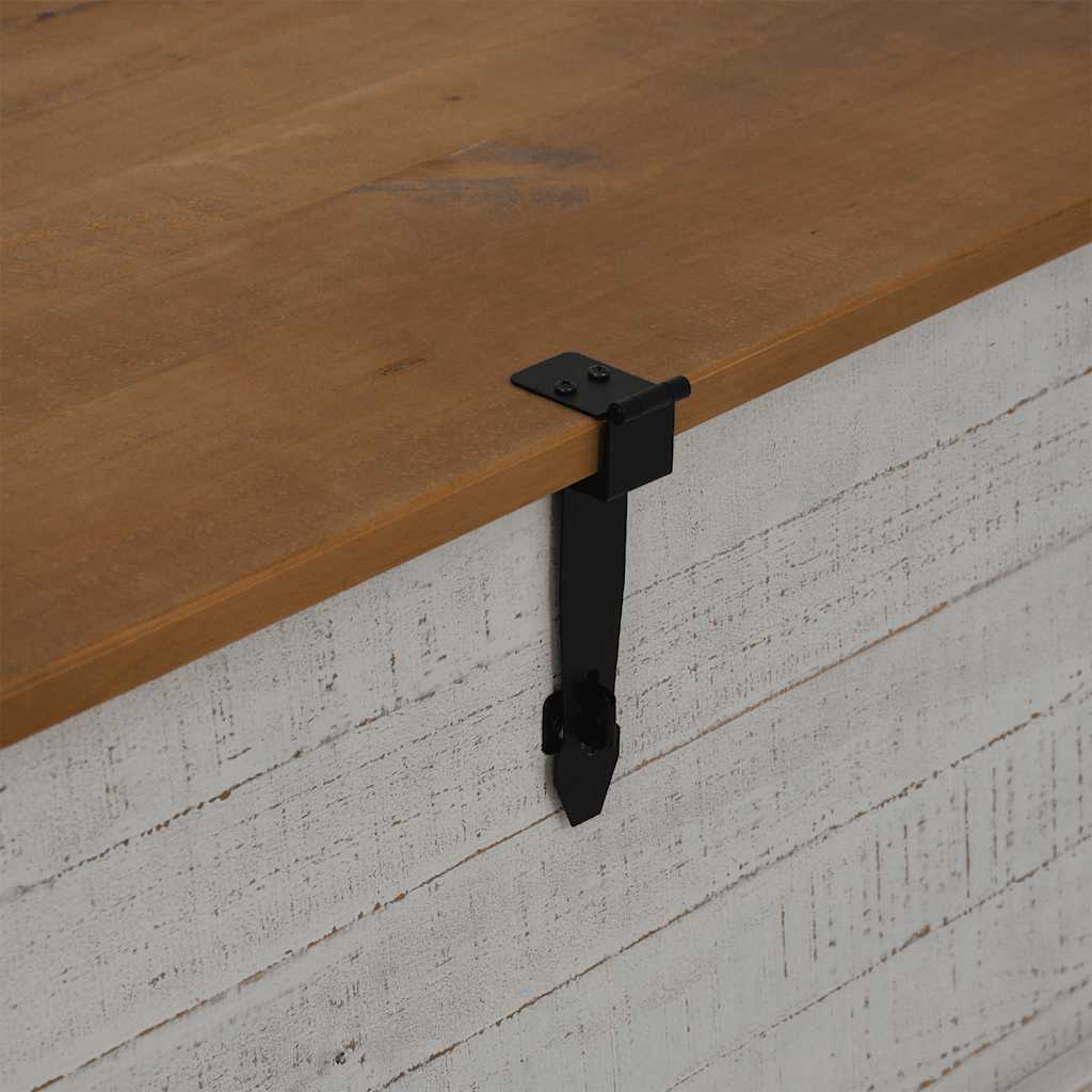 Cassapanca HALDEN Bianco 91x91x47 cm in Legno Massello di Pino