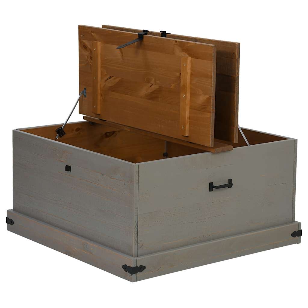 Cassapanca HALDEN Grigio 91x91x47 cm in Legno Massello di Pino