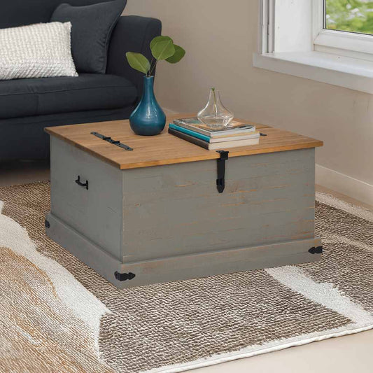 Cassapanca HALDEN Grigio 91x91x47 cm in Legno Massello di Pino | homemem39