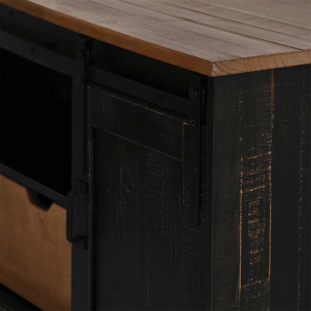 Mobile Porta TV HALDEN con Anta Scorrevole Nero 110x40x60 cm - homemem39