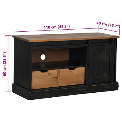 Mobile Porta TV HALDEN con Anta Scorrevole Nero 110x40x60 cm - homemem39