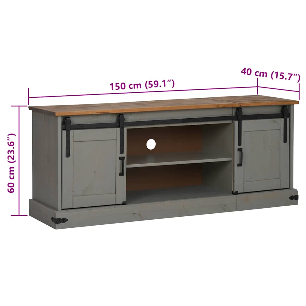 Mobile Porta TV HALDEN 2 Ante Scorrevoli Grigio 150x40x60 cm - homemem39