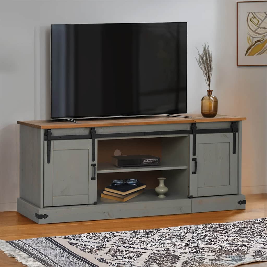 Mobile Porta TV HALDEN 2 Ante Scorrevoli Grigio 150x40x60 cm - homemem39