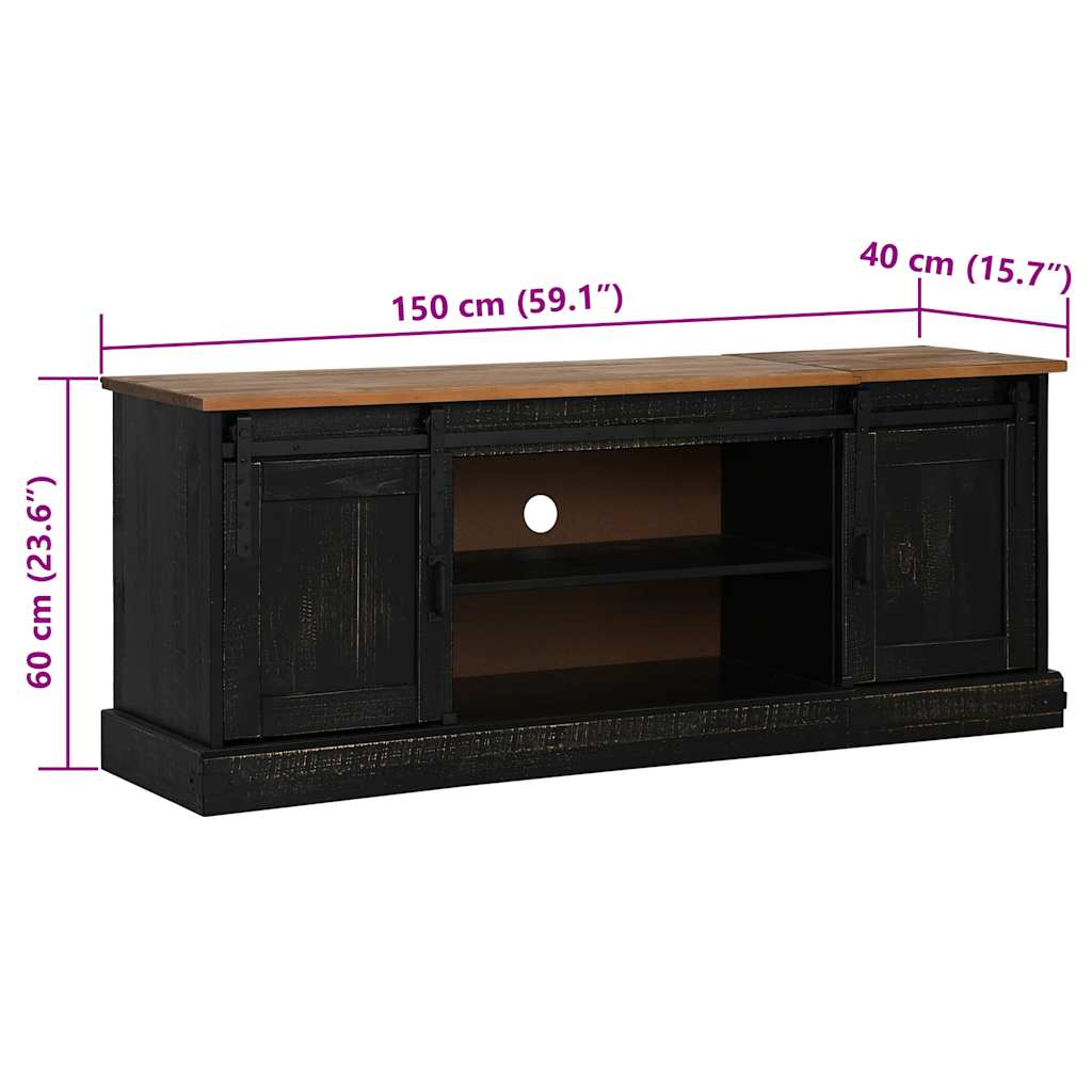 Mobile Porta TV HALDEN 2 Ante Scorrevoli Nero 150x40x60 cm - homemem39