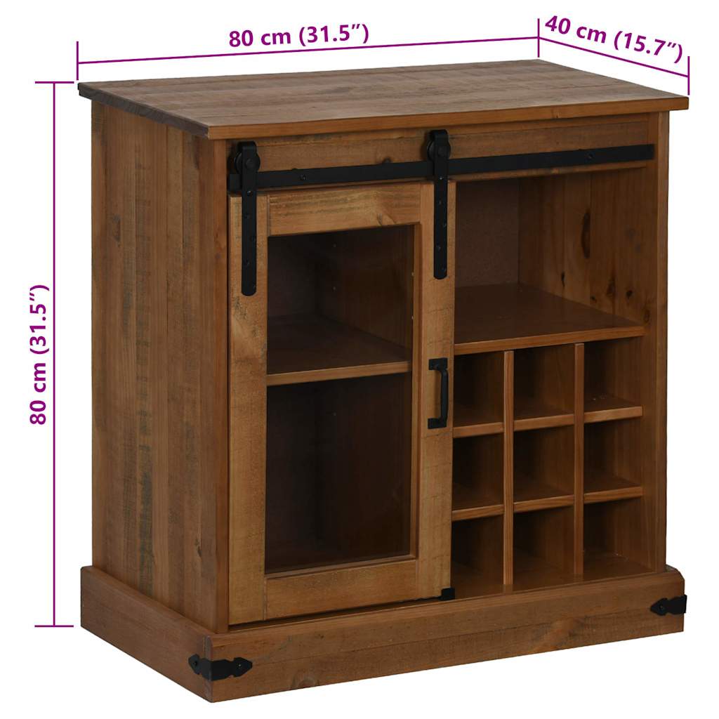 Credenza HALDEN con Anta Scorrevole 80x40x80 cm Legno Massello - homemem39