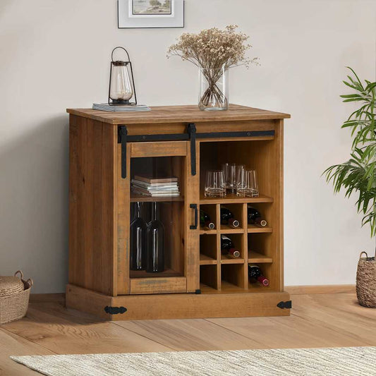 Credenza HALDEN con Anta Scorrevole 80x40x80 cm Legno Massello - homemem39