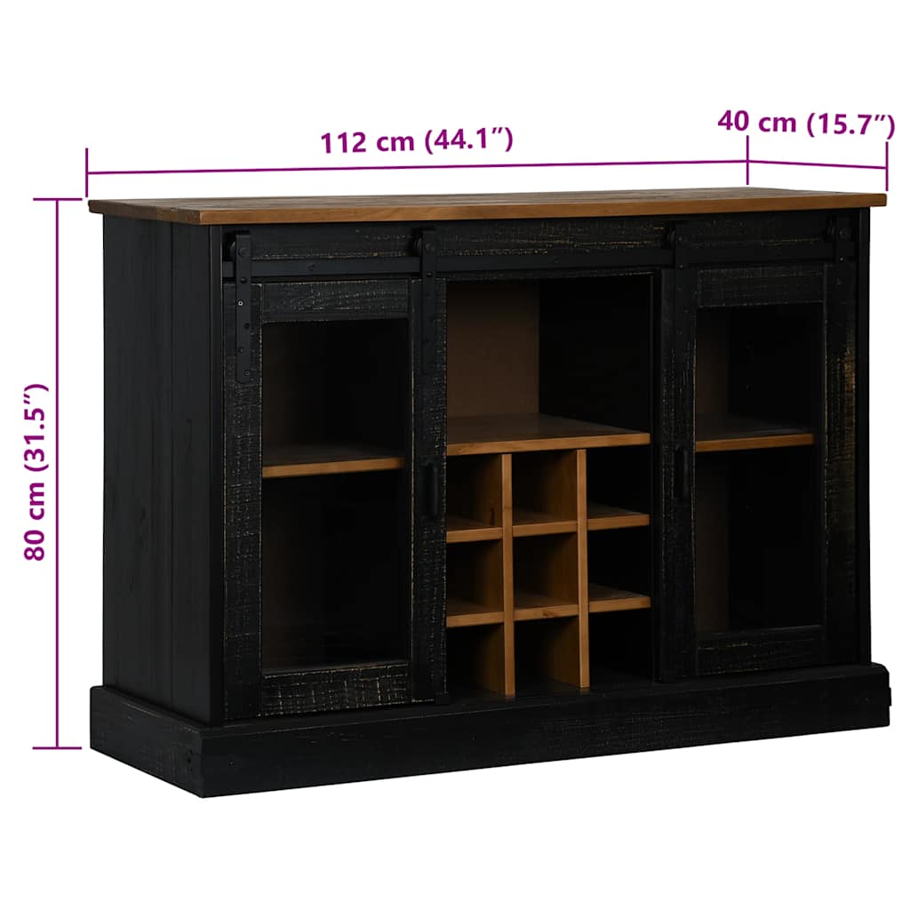 Credenza HALDEN 2 Ante Scorrevoli 112x40x80 cm Legno Massello - homemem39