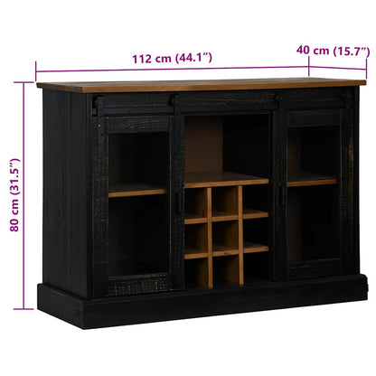 Credenza HALDEN 2 Ante Scorrevoli 112x40x80 cm Legno Massello - homemem39