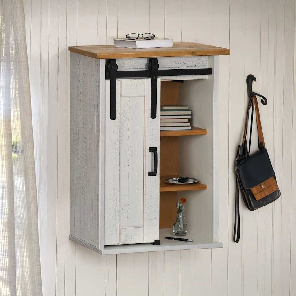 Pensile HALDEN con Anta Scorrevole Bianco 49x22,5x70 cm in Pino | homemem39