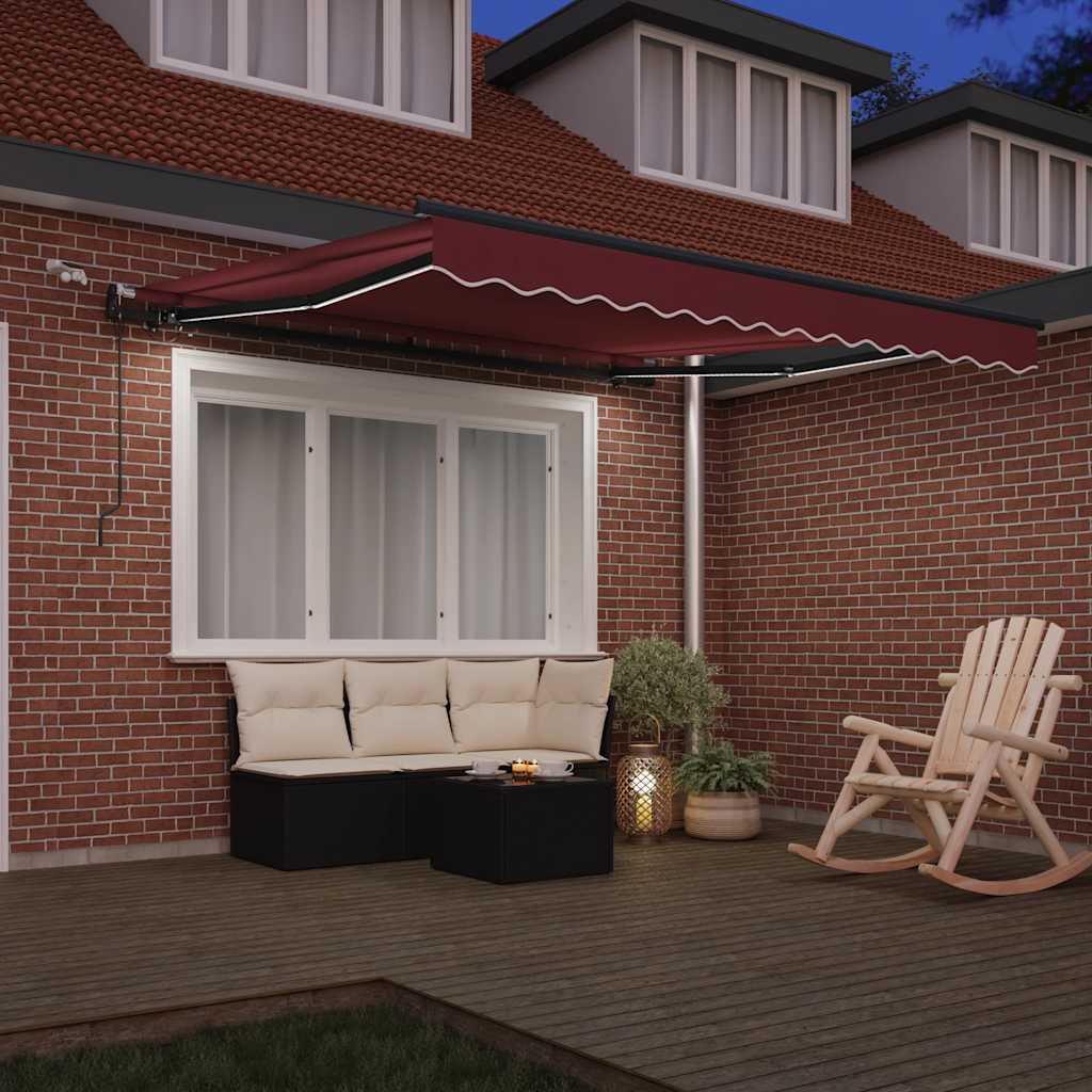 Tenda da Sole Retrattile Automatica con LED Bordò 300x250 cm | homemem39