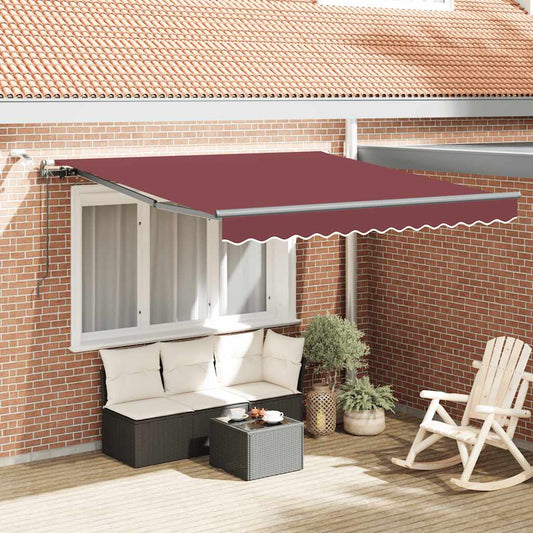 Tenda da Sole Retrattile Automatica con LED Bordò 300x250 cm - homemem39