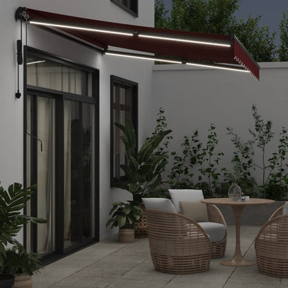 Tenda da Sole Retrattile Automatica con LED Bordò 350x250 cm | homemem39