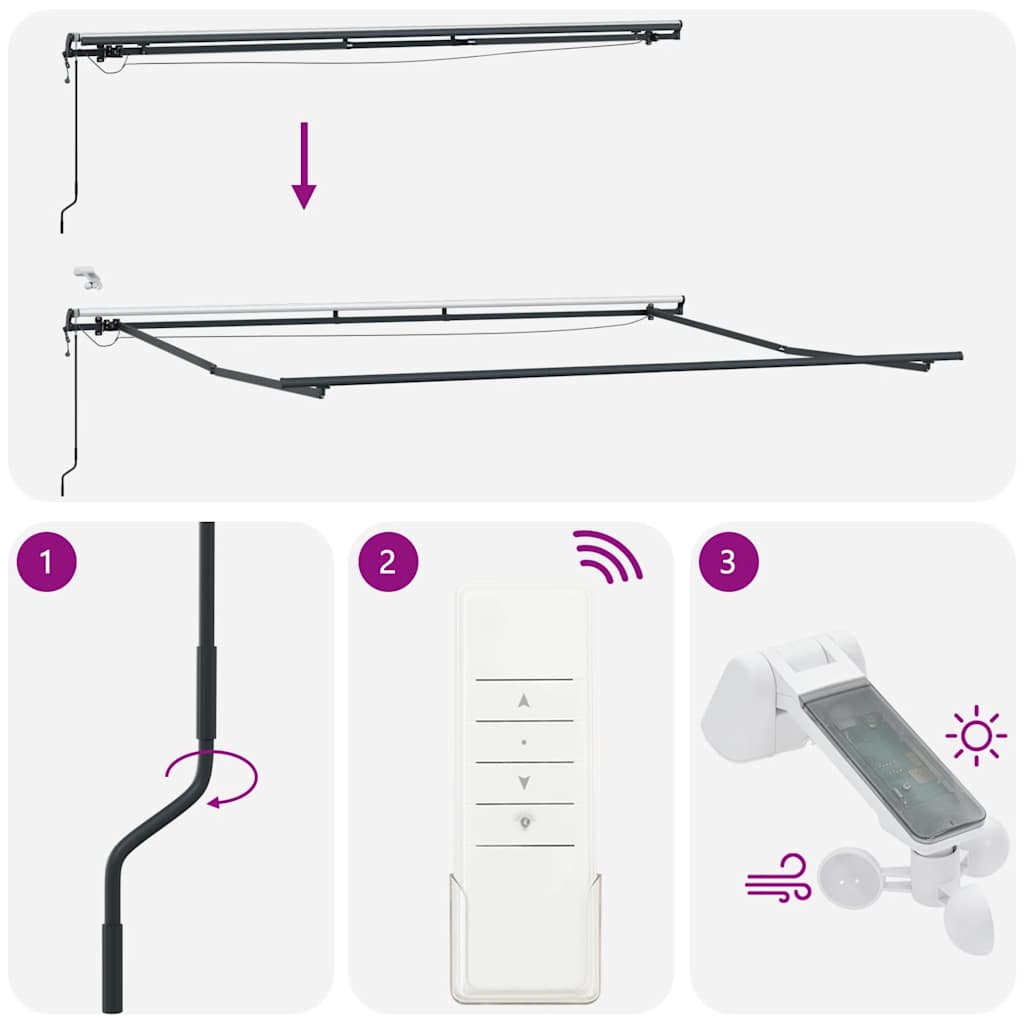 Tenda da Sole Retrattile Automatica con LED Bordò 400x300 cm