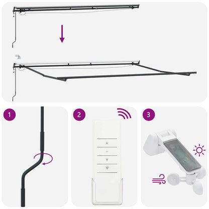Tenda da Sole Retrattile Automatica con LED Bordò 450x300 cm | homemem39