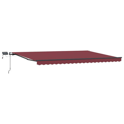 Tenda da Sole Retrattile Manuale con LED Bordò 500x300 cm
