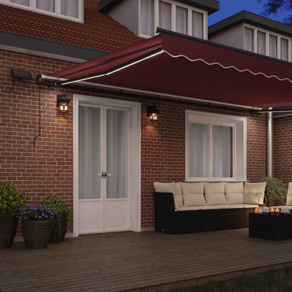 Tenda da Sole Retrattile Manuale con LED Bordò 500x300 cm | homemem39