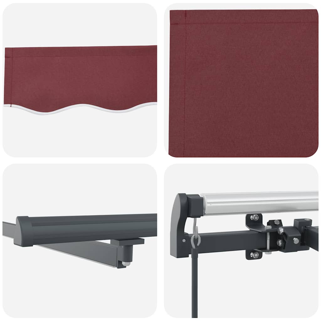 Tenda da Sole Retrattile Manuale con LED Bordò 500x300 cm | homemem39
