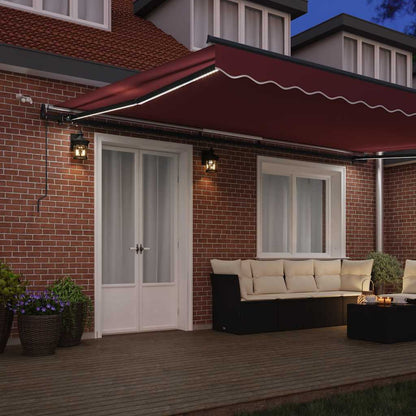 Tenda da Sole Retrattile Automatica con LED Bordò 500x300 cm | homemem39
